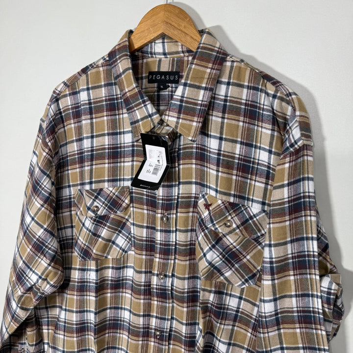 PEGASUS DOUBLE POCKETS FLANNEL CHECKERED SHIRT BRAND NEW