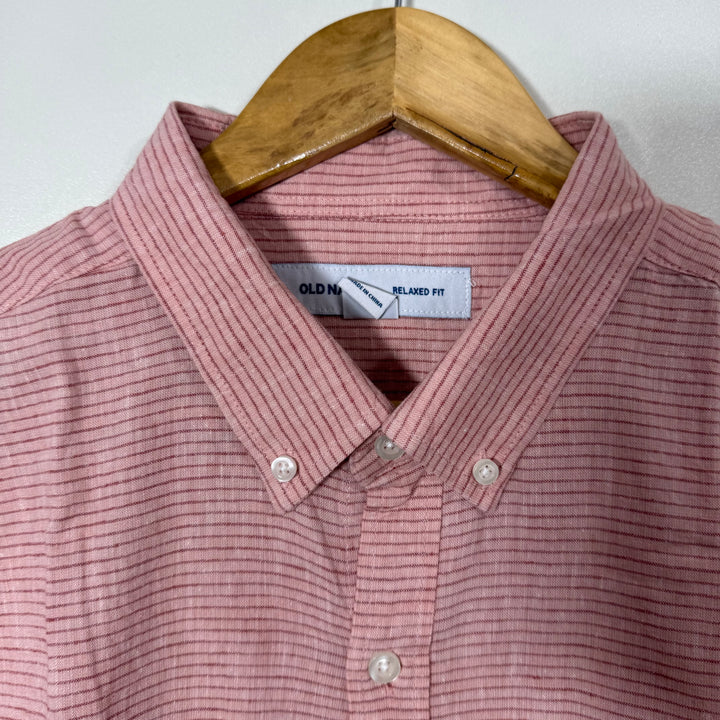 OLD NAVY RELAXED FIT BUTTON DOWN LINEN COTTON HALF SLEEVES SHIRT