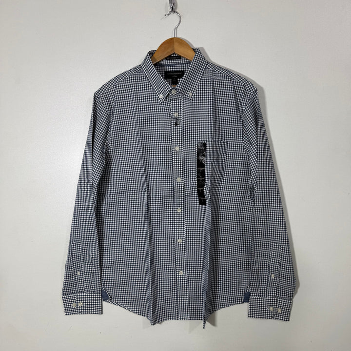 BANANA REPUBLIC UNTUCKED FIT OXFORD COTTON BUTTON DOWN CHECKERED SHIRT BRAND NEW