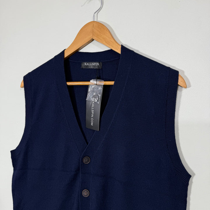 KALLSPIN SLEEVES LESS SWEATER BRAND NEW BLUE COLOUR