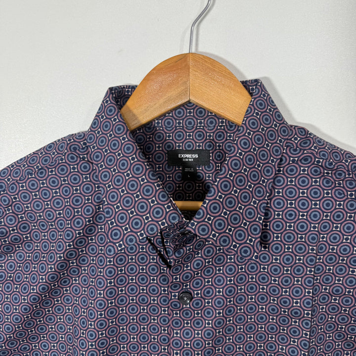 EXPRESS SLIM FIT PRINTED CASUAL COTTON SHIRT WITH STRETCH