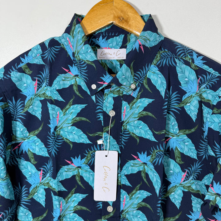 COTTON & CO BUTTON DOWN HALF SLEEVES HAWAI SHIRT BRAND NEW