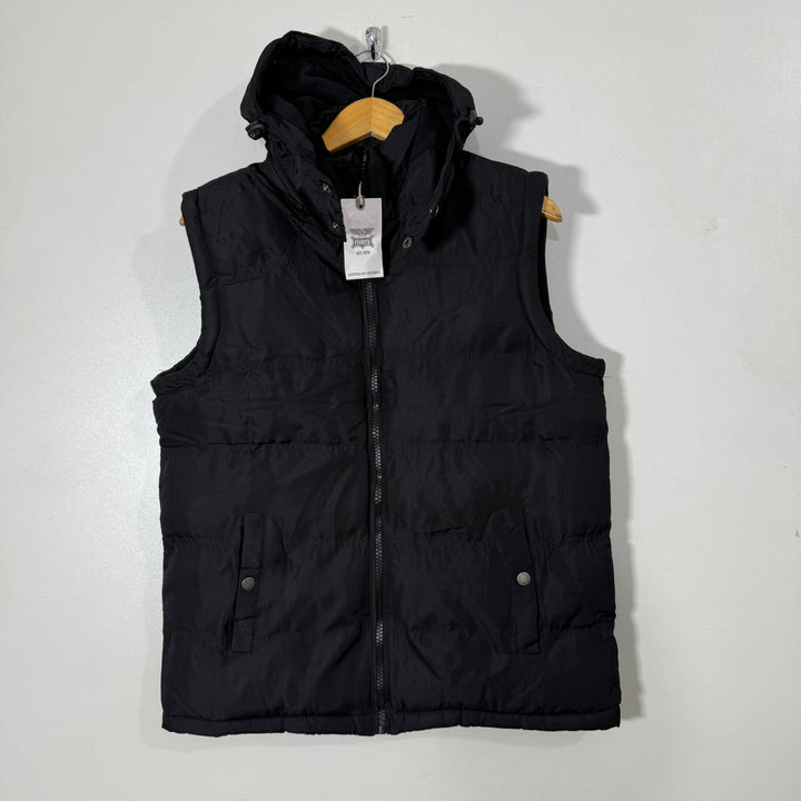 RIVERS SLEEVES LESS PUFFER JACKET BRAND NEW WITH HOOD BLACK COLOUR