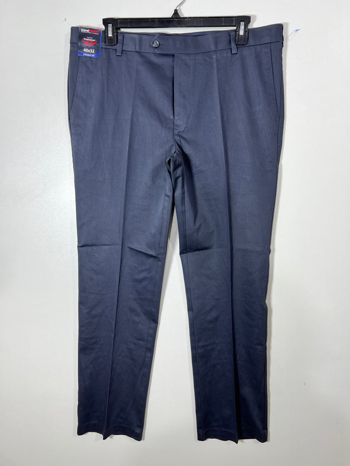 ROUNDTREE &YORKE STRAIGHT FIT CORE COMFORT WAISTBAND COTTON CHINO PANT WITH STRETCH