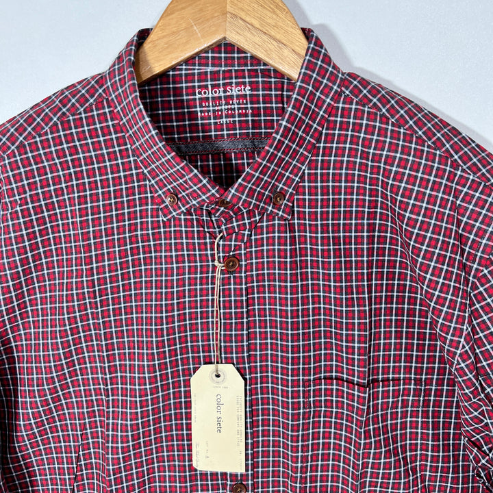 COLOR SIETE BUTTON DOWN CHECKERED SHIRT BRAND NEW