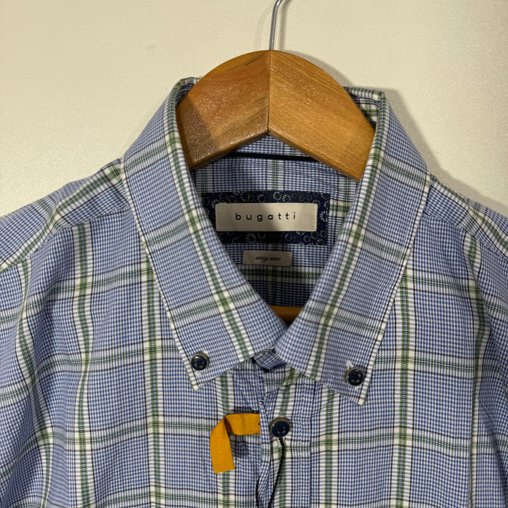BUGATTI BUTTON DOWN HALF SLEEVES COTTON CHECKERED SHIRT BRAND NEW