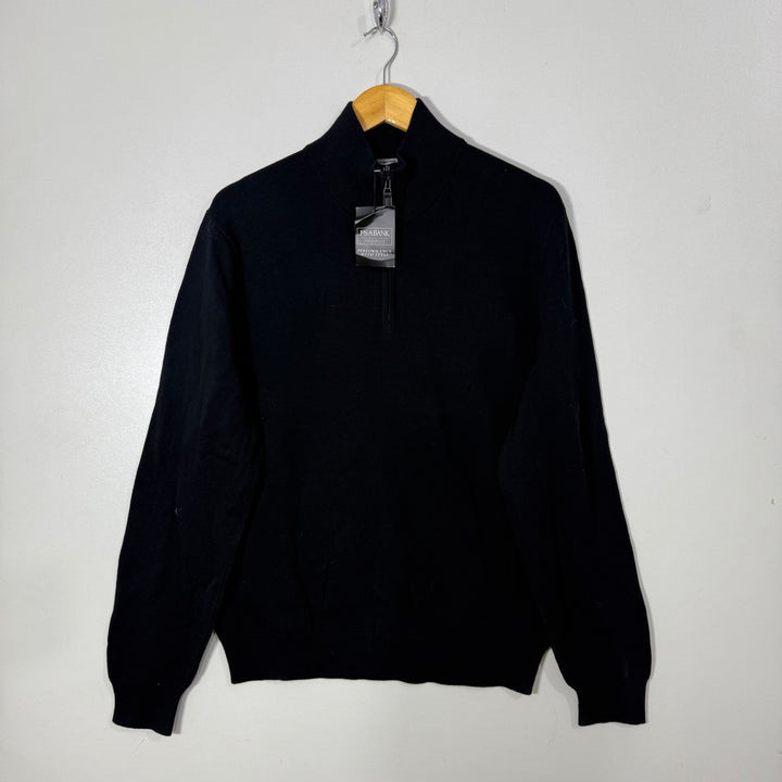 JOS A BANK TRAVELER MACHINE WASHABLE PERFORMANCE HALF ZIP PIMA COTTON SWEATER BRAND NEW BLACK COLOUR