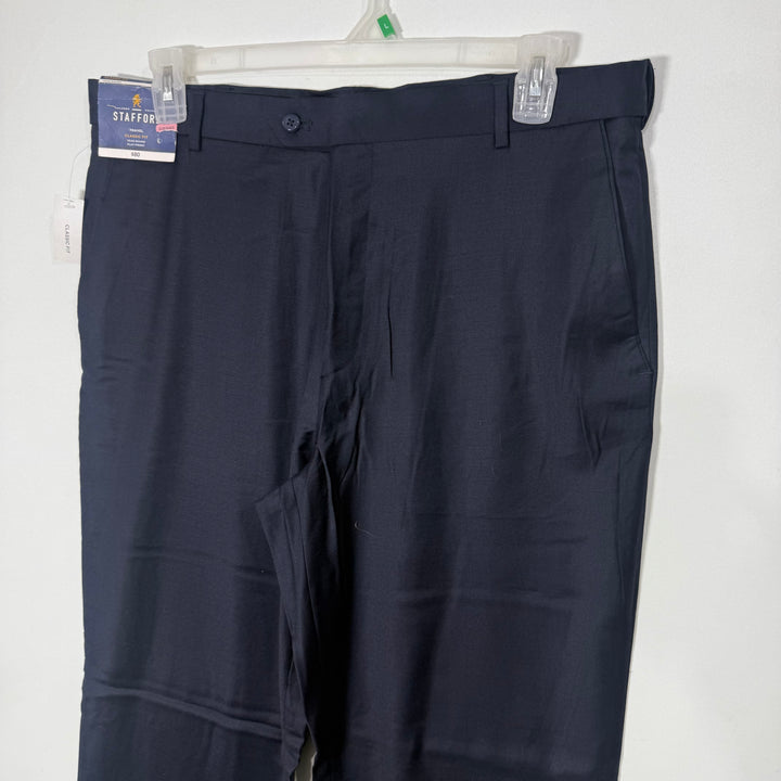 STAFFORD CLASSIC FIT TRAVEL MACHINE WASH EASY CARE DRESS PANT BRAND NEW WITH STRETCH BRAND NEW BLUE COLOUR