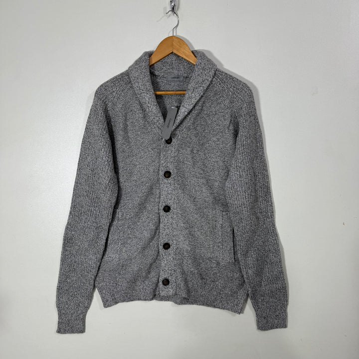 GEORGE KNITWEAR SHAWL COLLAR COTTON SWEATER BRAND NEW GREY COLOUR