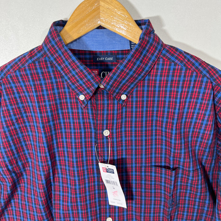 CHAPS EASY CARE BUTTON DOWN CHECKERED SHIRT BRAND NEW