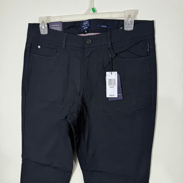 BEN SHERMAN SLIM FIT CHECKERED COTTON JEANS BRAND NEW WITHBSTRETCH DARK GREY COLOUR
