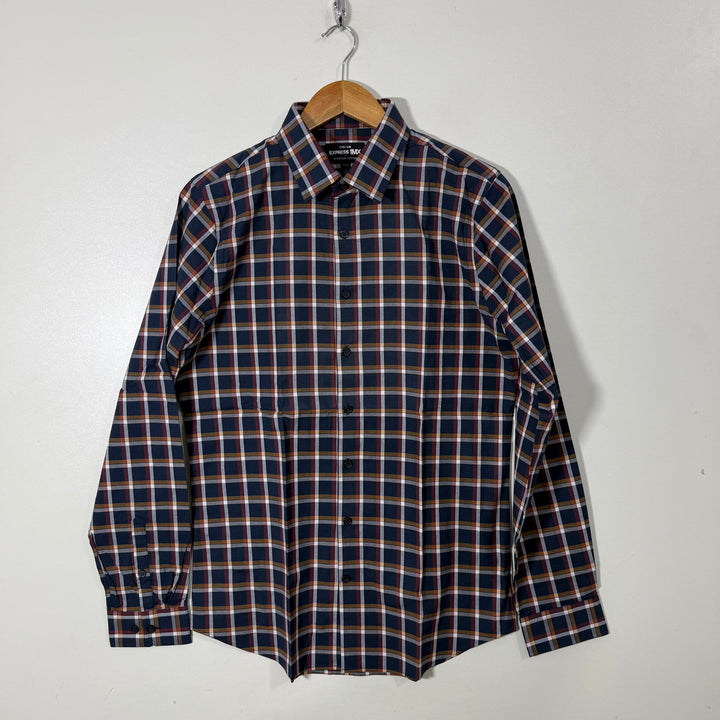 EXPRESS SLIM FIT COTTON CHECKERED SHIRT