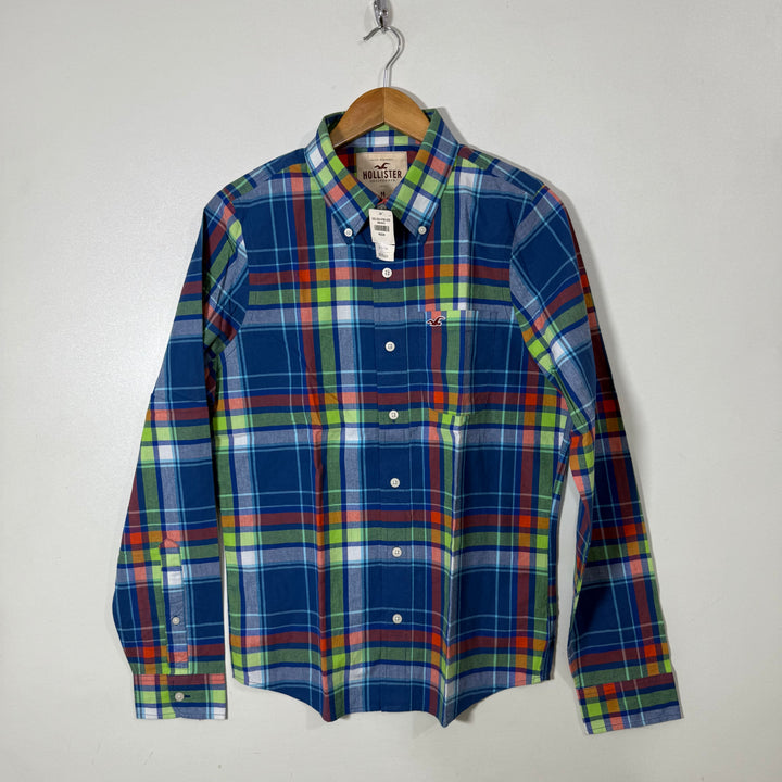 HOLLISTER BUTTON DOWN CHECKERED OXFORD  COTTON SHIRT BRAND NEW