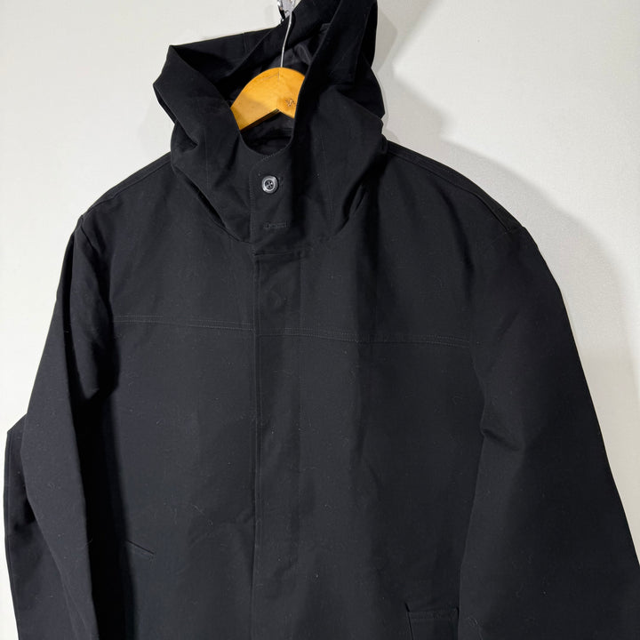 ASOS COTTON LONG JACKET WITH HOOD BLACK COLOUR