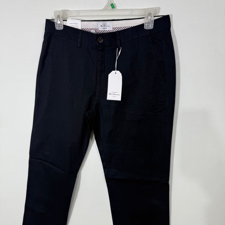 BEN SHERMAN SLIM FIT COTTON CHINO PANT BRA NEW WITH STRETCH BLACK COLOUR