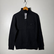 GOOD FELLOW &CO 3 BUTTON FLEECE PULLOVER BRAND NEW BLACK COLOUR