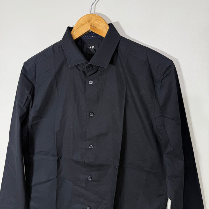 H&M SLIM FIT COTTON SHIRT BLACK COLOUR