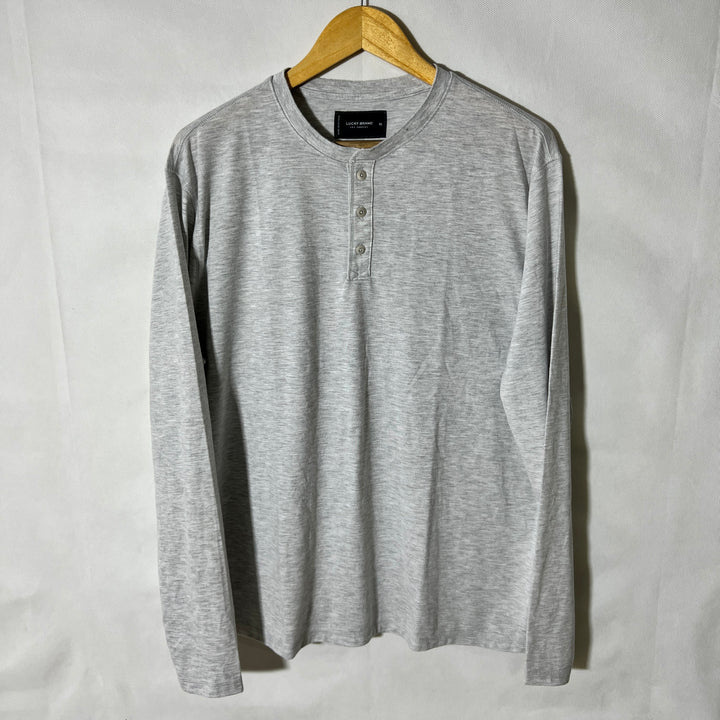 LUCKY BRAND HENLEY COLLAR LONG SLEEVES COTTON TSHIRT