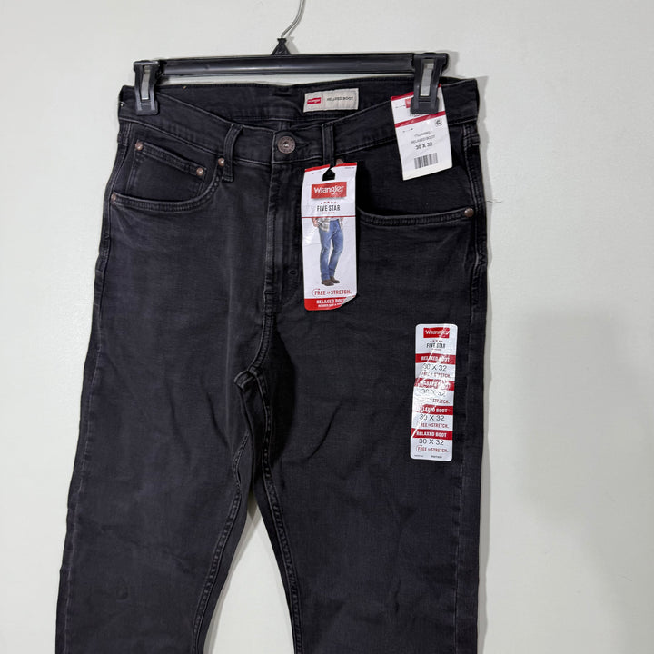 WRANGLER RELAXED BOOT CUT DENIM PANT BRAND NEW WITH FREE TO STRETCH GREY COLOUR