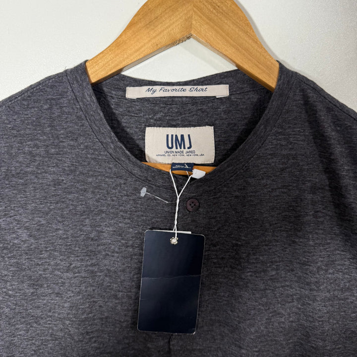 UNION MADE JARED HENLEY COLLAR COTTON TSHIRT BRAND NEW GREY COLOUR