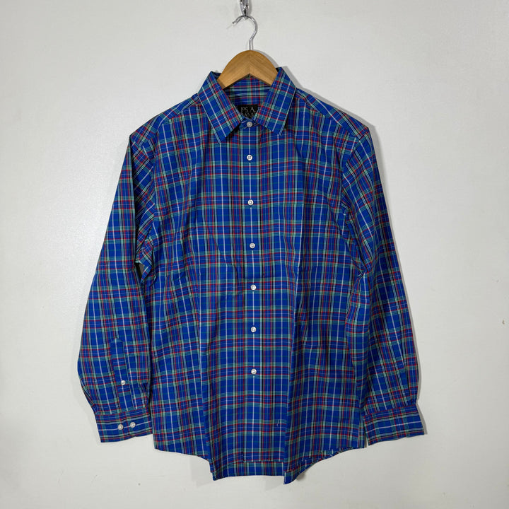 JOS A BANK TRAVELERS COTTON CHECKERED SHIRT