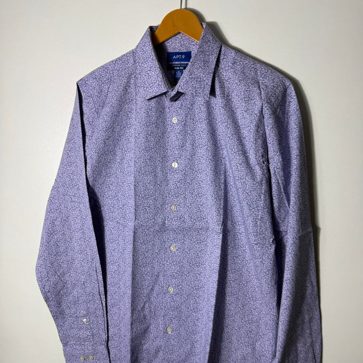 APT.9 SLIM FIT PRINTED COTTON SHIRT WITH STRETCH