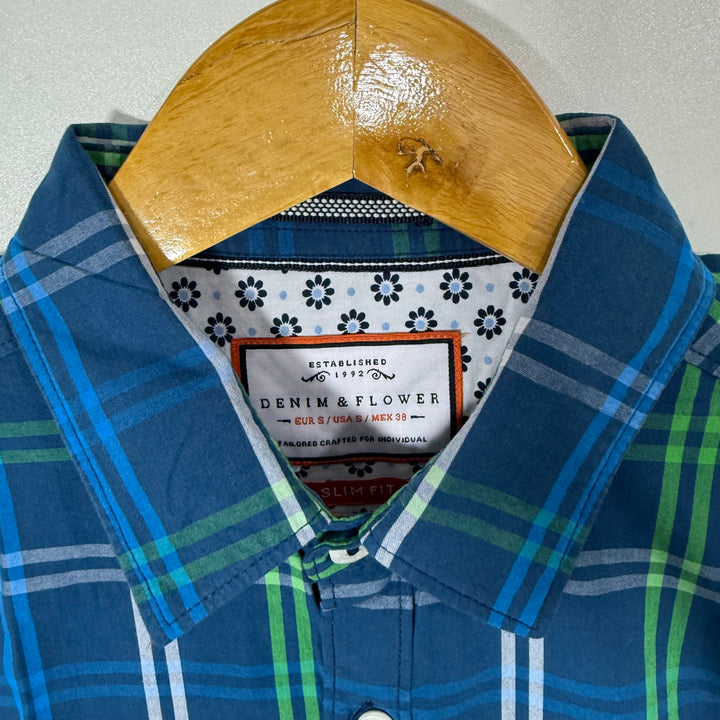 DENIM & FLOWER SLIM FIT HALF SLEEVES SHIRT BRAND NEW