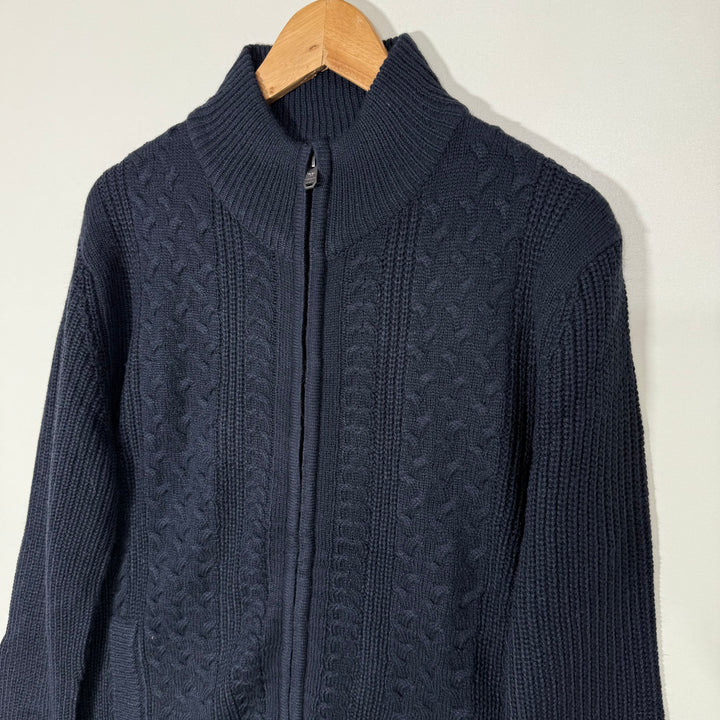 THREADBARE KNITWEAR ACRYLIC FULL ZIP SWEATER BLUE COLOUR