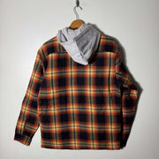 WRANGLER DOUBLE POCKETS FLANNEL CHECKERED INNER QUILTED PUFFER SHIRT STYLE JACKET BRAND NEW WITH HOOD