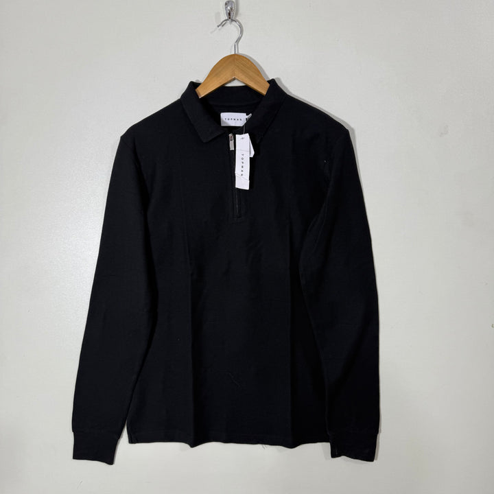TOPMAN HALF ZIP KNITED LONG SLEEVES COTTON POLO TSHIRT  BRAND NEW