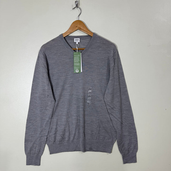 CELIO V NECK MERINO WOOL SWEATER BRAND NEW GREY COLOUR