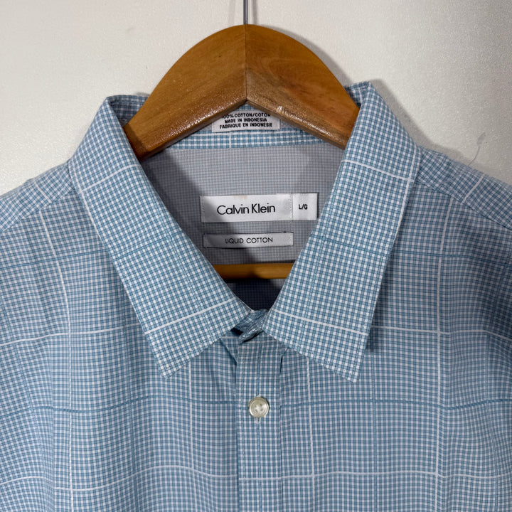 CALVIN KLEIN CHECKERED LIQUID COTTON SHIRT