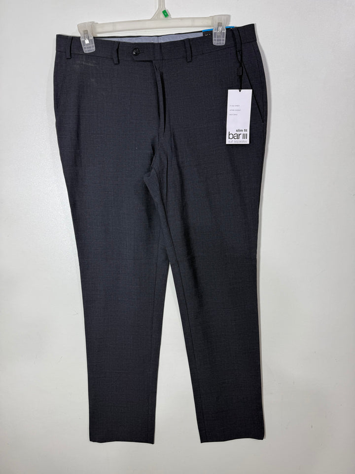 BAR III SLIM FIT WOOL DRESS PANT BRA NEW WITH STRETCH GREY COLOUR