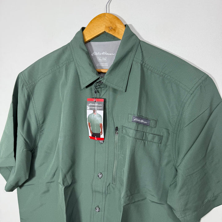 EDDIE BAUER HALF SLEEVES TECH WOVEN SHIRT BRAND NEW GREEN COLOUR