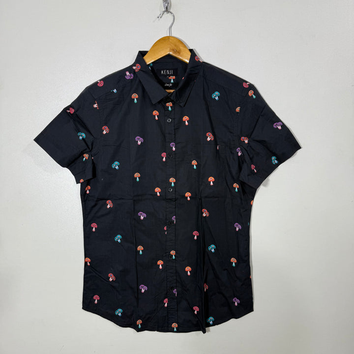 KENJI SLIM FIT HALF SLEEVES COTTON SHIRT WITH STRETCH