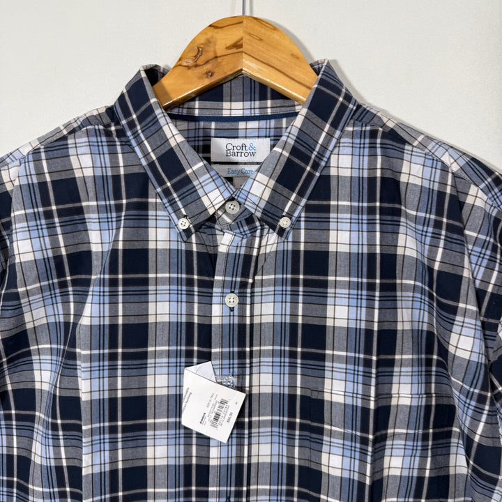 CROFT & BARROW BUTTON DOWN COTTON CHECKERED SHIRT BRAND NEW