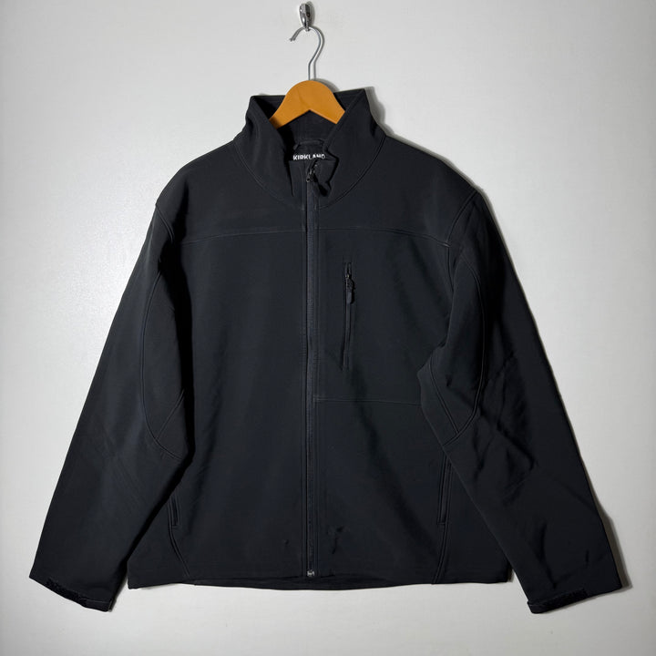 KIRKLAND SOFT SHELL WINDBREAKER JACKET INNER FLEECE BLACK COLOUR