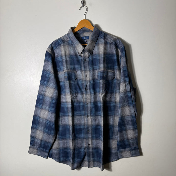 GEORGE BUTTON DOWN DOUBLE POCKETS FLANNEL COTTON SHIRT
