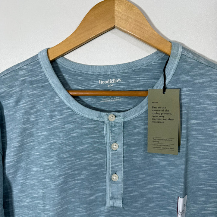 GOOD FELLOW &CO HENLEY TYE DYE COLLAR COTTON TSHIRT BRAND NEW