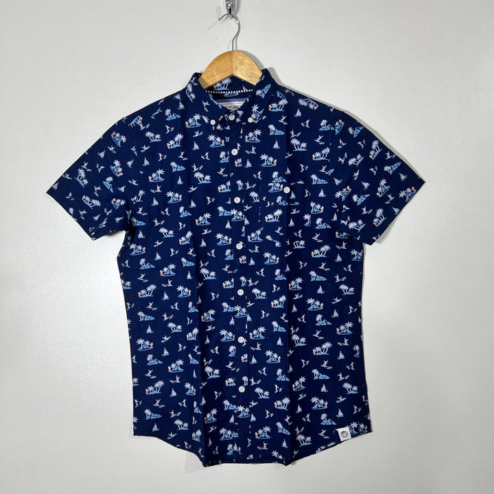 FREE PLANET BUTTON DOWN HALF SLEEVES SHIRT