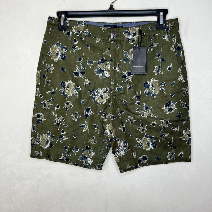 CLUB MONACO MADDOX FIT PRINTED LINEN SHORT BRAND NEW