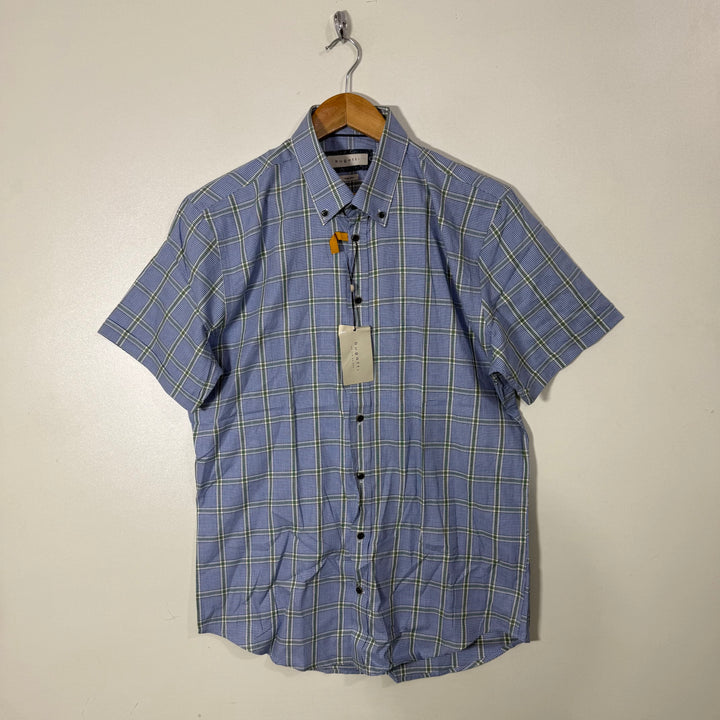 BUGATTI BUTTON DOWN HALF SLEEVES COTTON CHECKERED SHIRT BRAND NEW