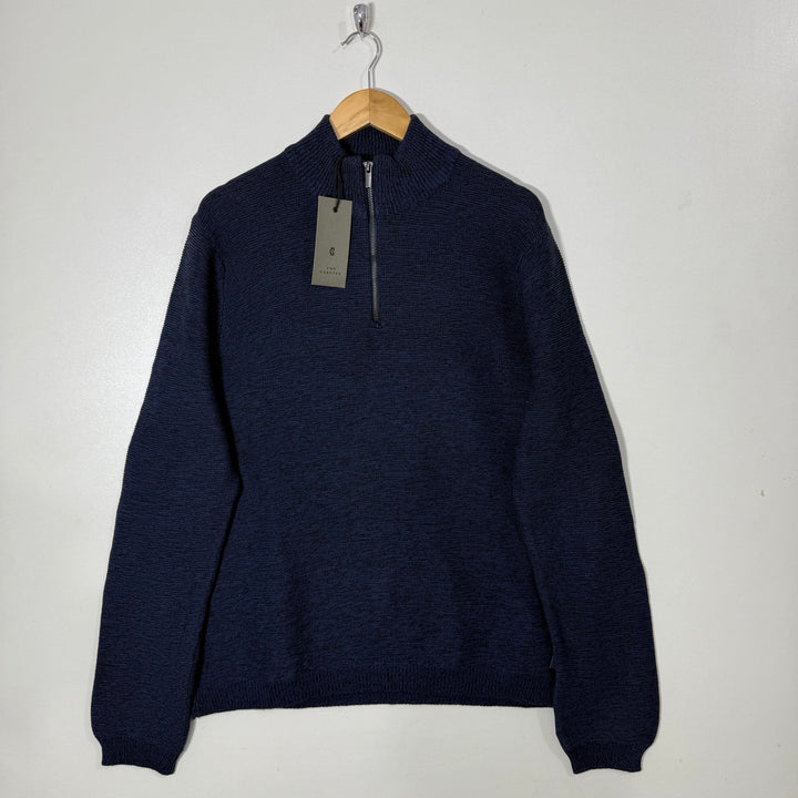 2ND CHAPTER HALF ZIP KNITED COTTON SWEATER BRAND NEW BLUE COLOUR