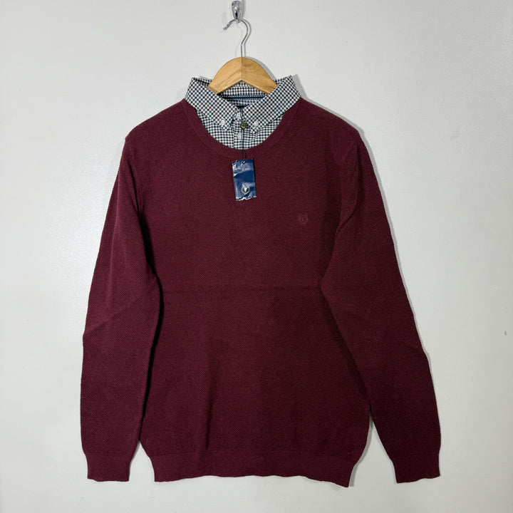 LINCOLN BUTTON DOWN SHIRT COLLAR KNITED SWEATER BRAND NEW