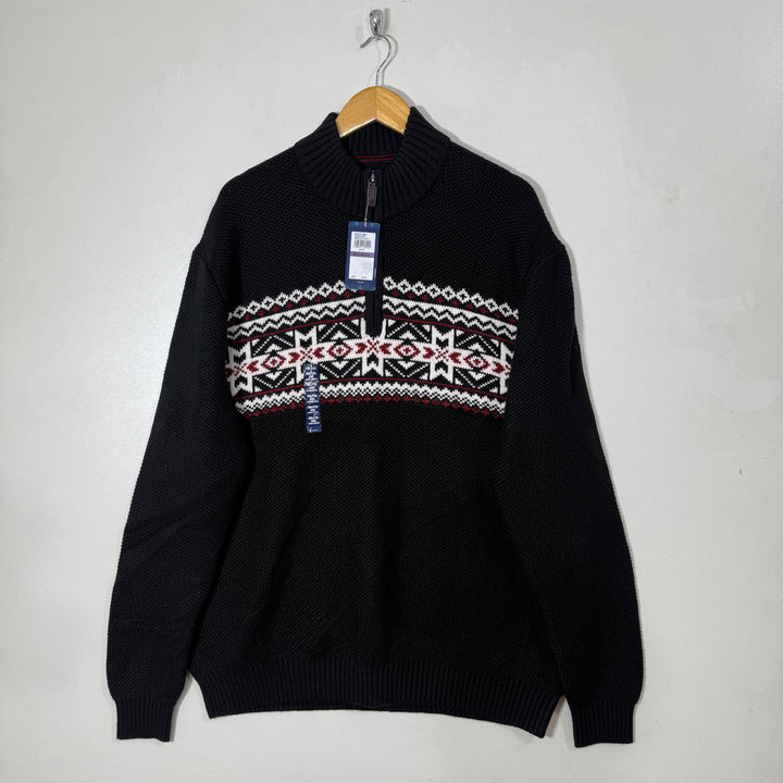 IZOD HALF ZIP LNITED COTTON SWEATER BRAND NEW BLACK COLOUR