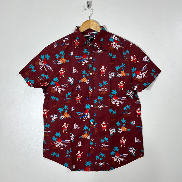 DENIM & FLOWER HALF SLEEVES SHIRT