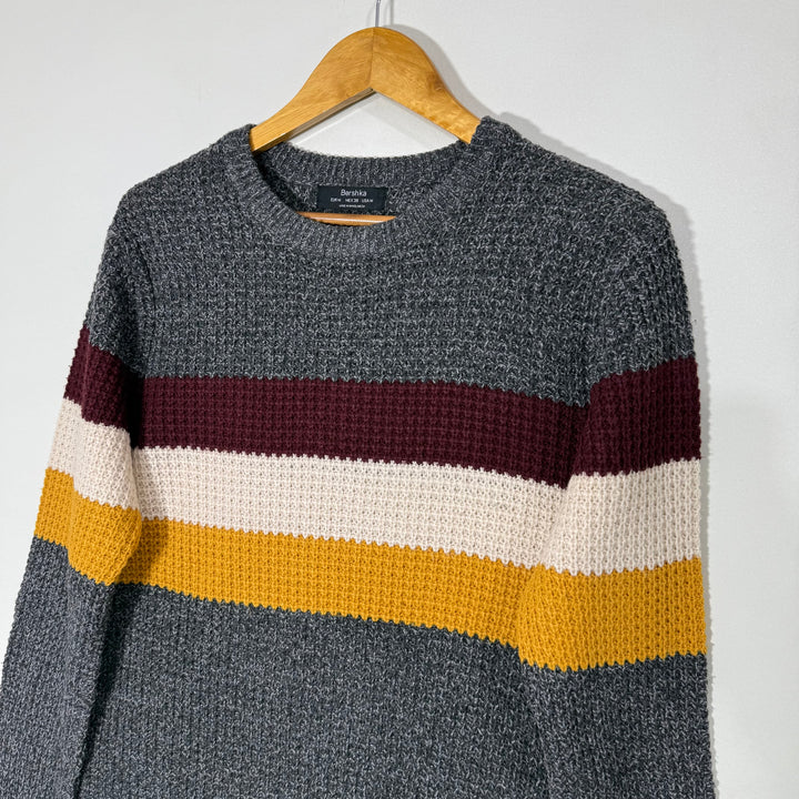 BERSHKA KNITWEAR COTTON SWEATER GREY COLOUR