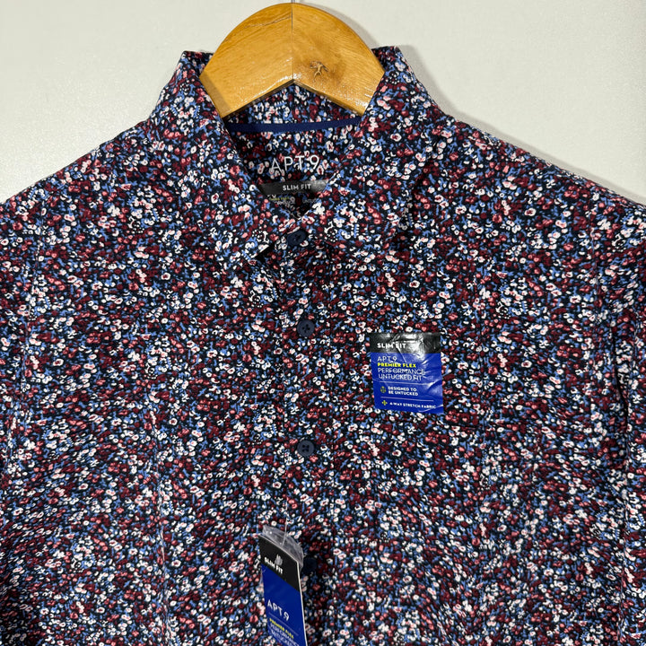 APT.9 SLIM FIT PRINTED CASUAL COTTON SHIRT BRAND NEW WITH STRETCH