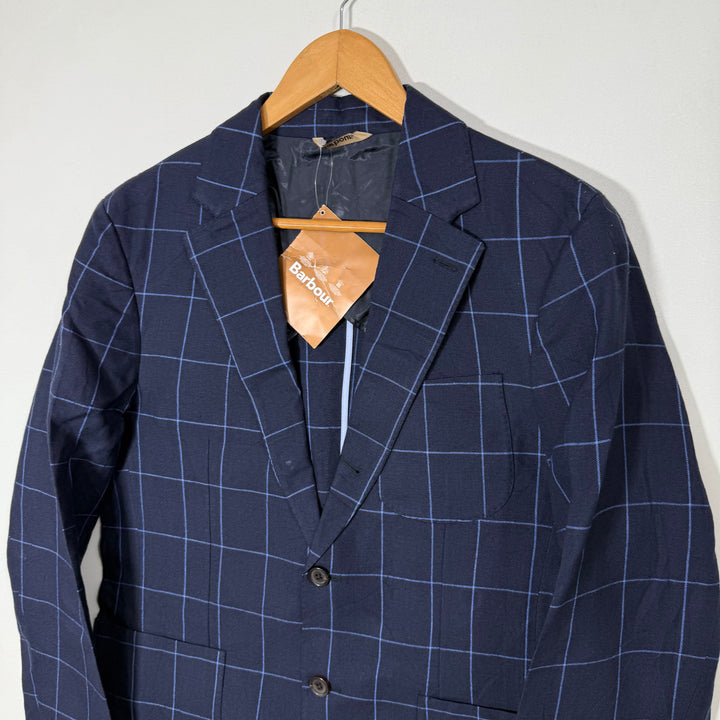 BARBOUR CHECKERED LINEN WOOL JACKET BRAND NEW BLUE COLOUR