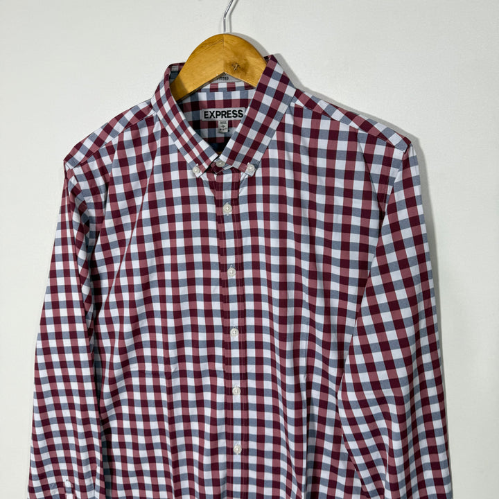 EXPRESS BUTTON DOWN PERFORMANCE CHECKERED SHIRT WITH STRETCH